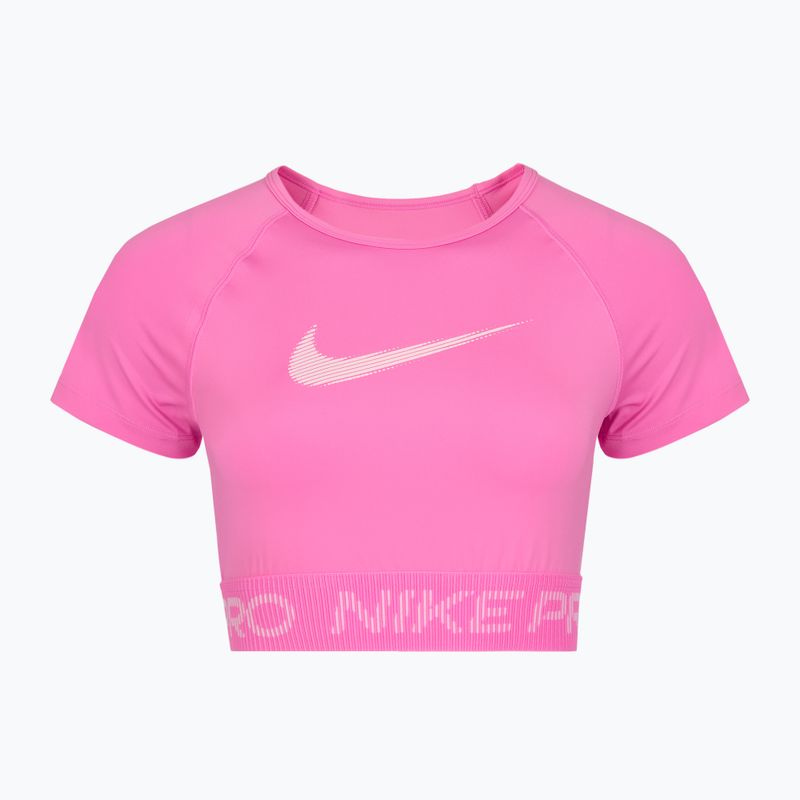Nike Pro Dri-Fit Graphic Cropped Cropped játékos rózsaszín/rózsaszín hab/fehér női edzőfelső 7
