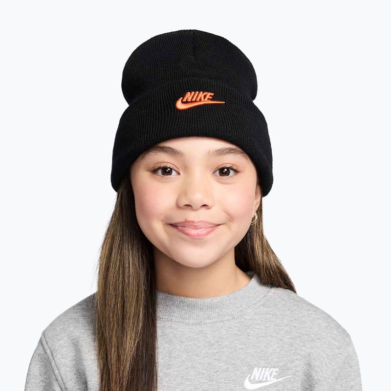 Gyerek téli sapka Nike Peak black/safety orange 2
