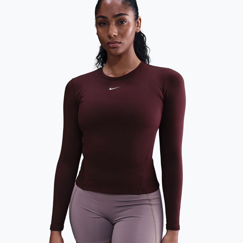 Nike One Fitted női hosszú ujjú felső Dri-Fit burgundy crush/white