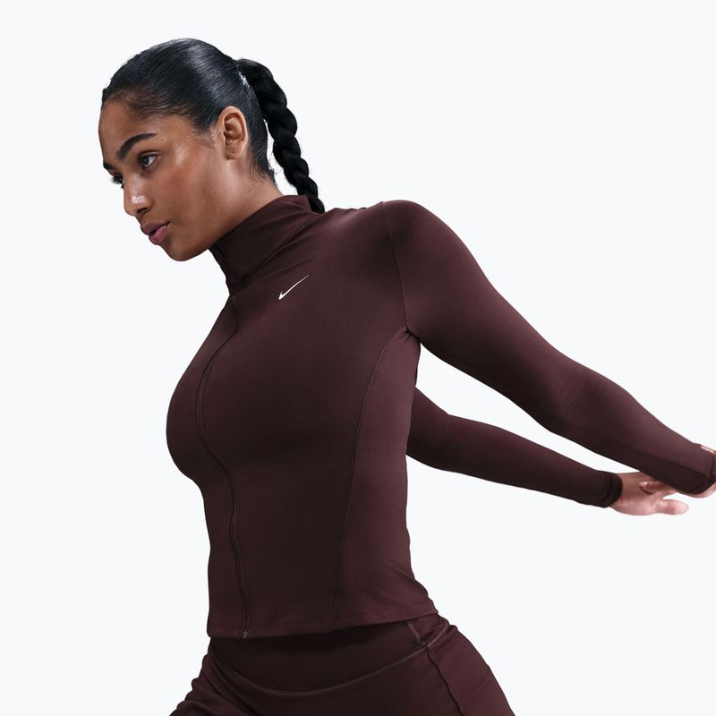 Női edzőfelső Nike One Fitted Dri-Fit Full-Zip burgundy crush/white 4