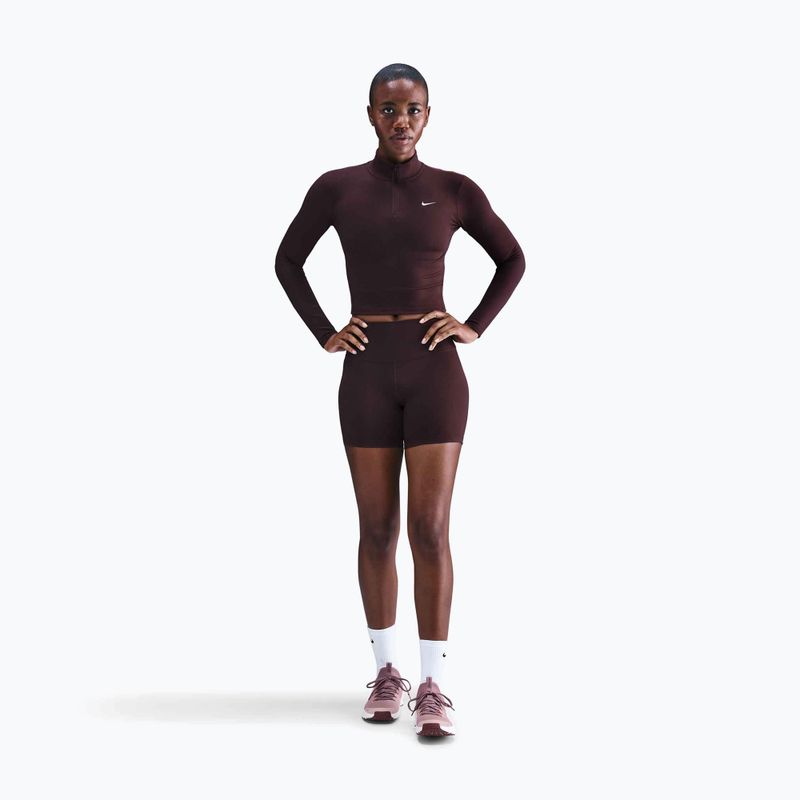 Női hosszú ujjú Nike One Fitted Dri-Fit 1/4 Zip Mid Layer burgundy crush/white 2