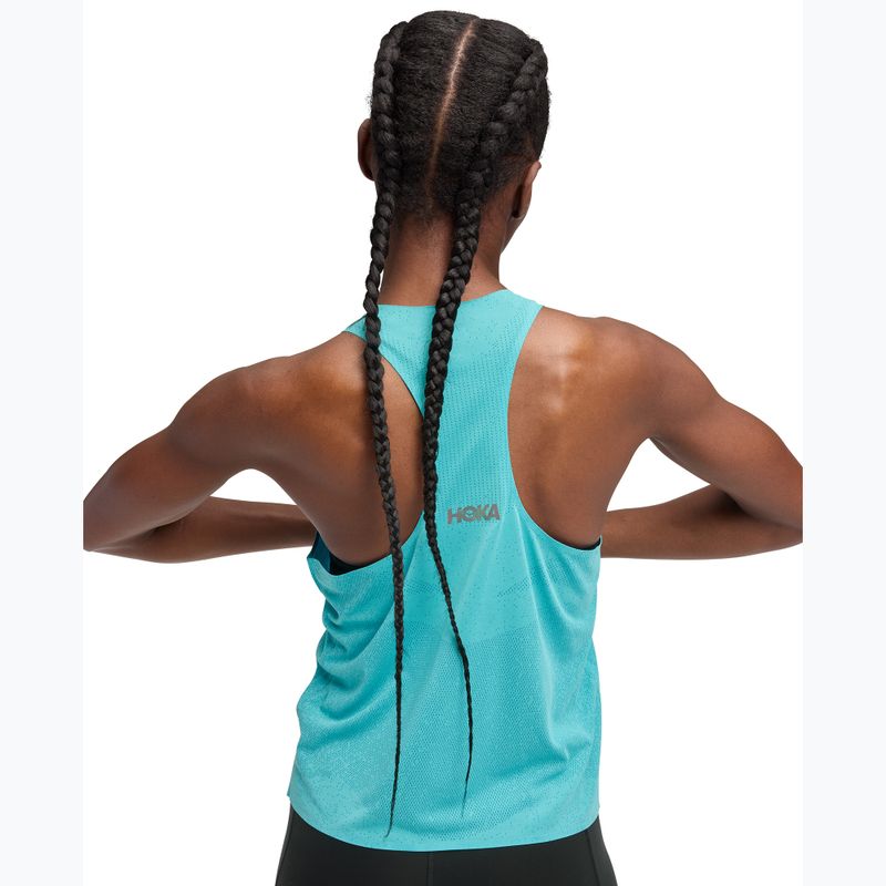 Női futópóló HOKA Race Day Singlet cielo blue 5