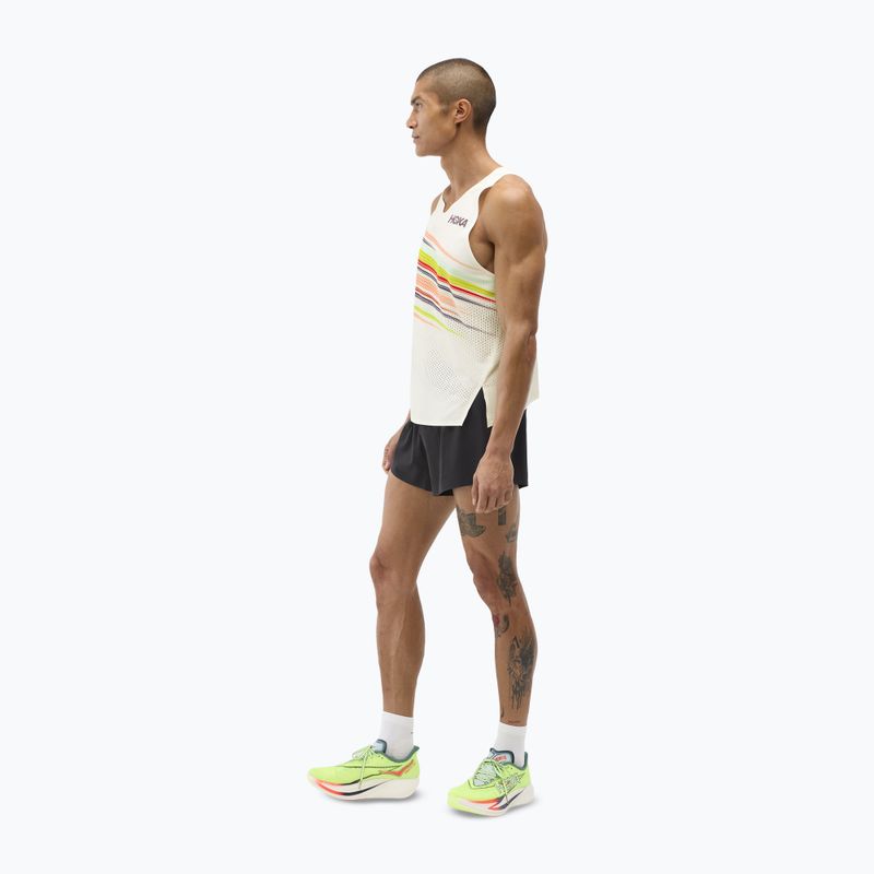 Férfi futópóló HOKA Race Day Singlet alabaster flare 2