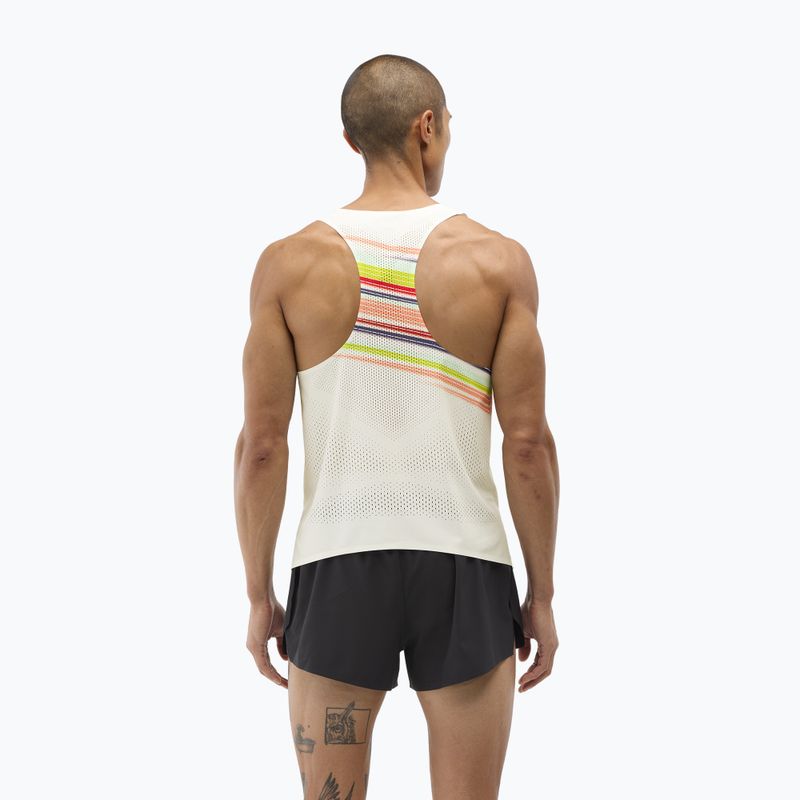 Férfi futópóló HOKA Race Day Singlet alabaster flare 3