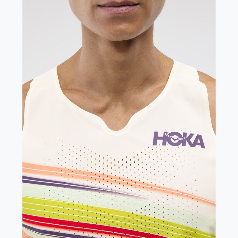 Férfi futópóló HOKA Race Day Singlet alabaster flare 4
