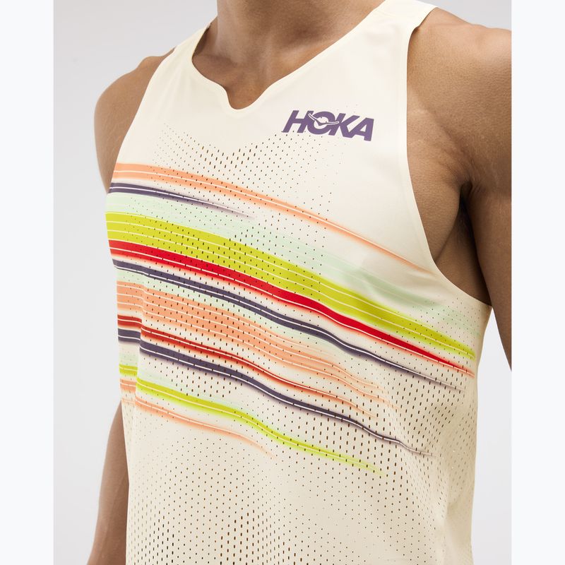 Férfi futópóló HOKA Race Day Singlet alabaster flare 6