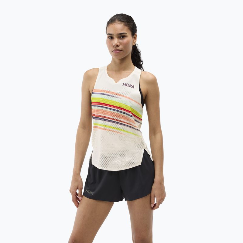 Női futópóló HOKA Race Day Singlet alabaster flare