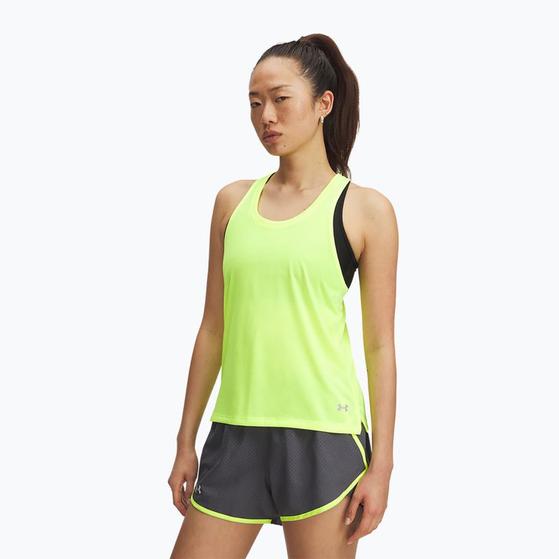 Női futópóló Under Armour Launch Singlet magas láthatóságú sárga/visszaverő