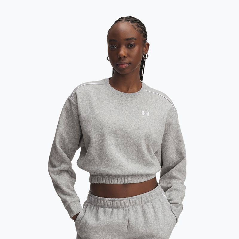 Női pulóver Under Armour Rival Fleece Piped Crew mod gray light heather/white