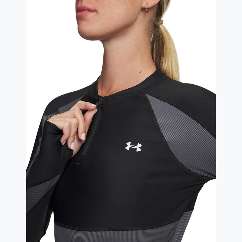 Női Under Armour HeatGear Rib 1/4 Zip edző hosszú ujjú fekete/castlerock/fehér 3