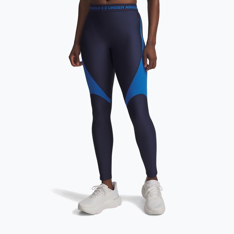 Női leggings Under Armour HeatGear Rib washed navy/blue atlantis/blue atlantis