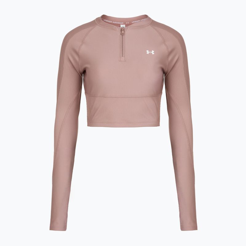 Női edző hosszú ujjú Under Armour HeatGear Rib 1/4 Zip turmalin rózsaszín/turmalin rózsaszín/fehér