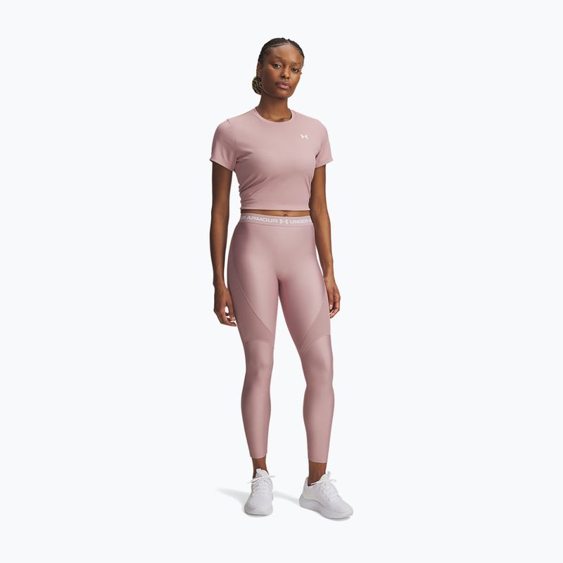 Női leggings Under Armour HeatGear Rib tourmaline pink/tourmaline pink/white 2