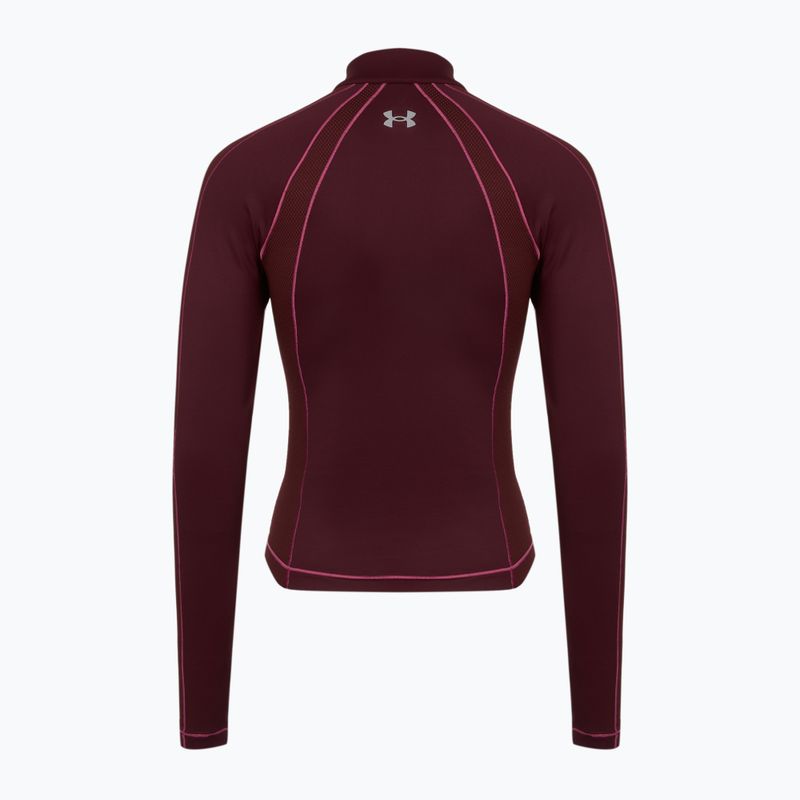 Férfi Under Armour ColdGear Textured 1/2 Zip felső dark maroon/fuchsia dusk/metallic silver 2