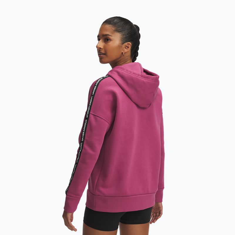 Női kapucnis pulóver Under Armour Icon Fleece Taped Hoody fuchsia dusk/white 2