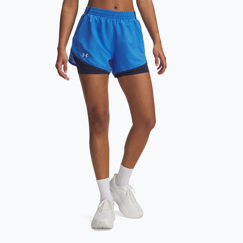 Női futóshort Under Armour Fly By 2in1 blue atlantis/washed navy/reflective