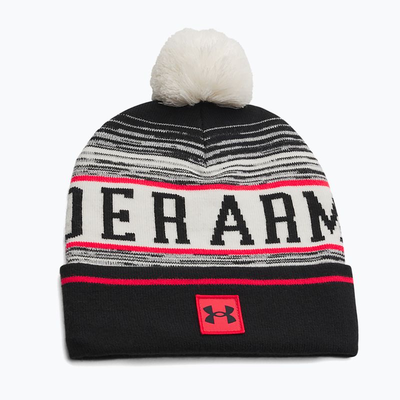 Férfi téli sapka Under Armour Halftime Pom Beanie stone/racer red/black