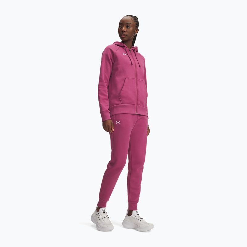 Női nadrág Under Armour Rival Fleece sötét bordó/fehér fukszia alkonyat/fehér 2