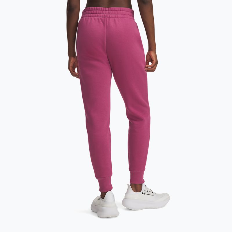 Női nadrág Under Armour Rival Fleece sötét bordó/fehér fukszia alkonyat/fehér 3
