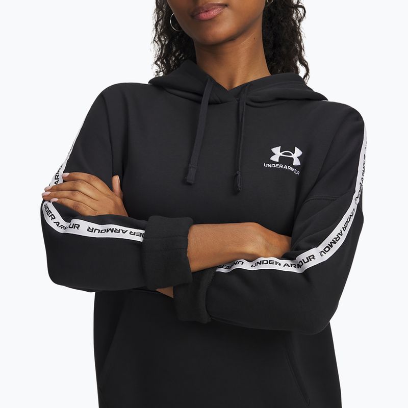 Női kapucnis pulóver Under Armour Icon Fleece Taped Hoody black/white 3