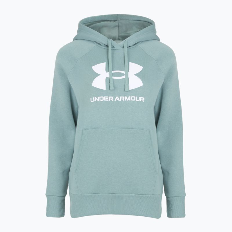 Női Under Armour Rival Fleece Big Logo kapucnis pulóver serpentine/fehér 4