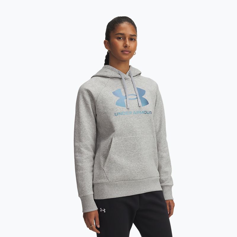 Női pulóver Under Armour Rival Feelce Shimmer Hoody mod gray light heather/iridescent