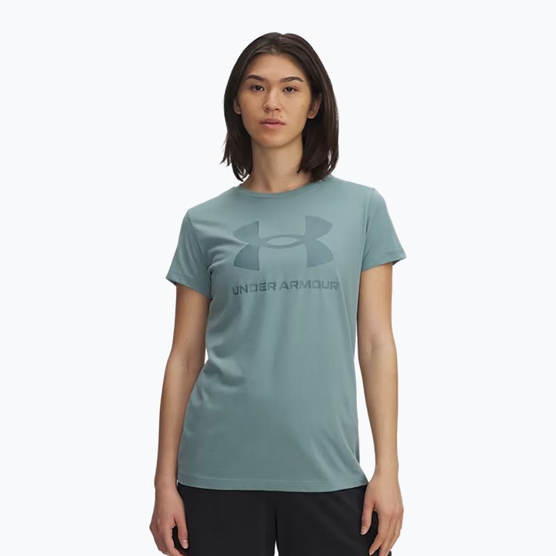 Női edzőpóló Under Armour Rival Logo serpentine/jasper blue