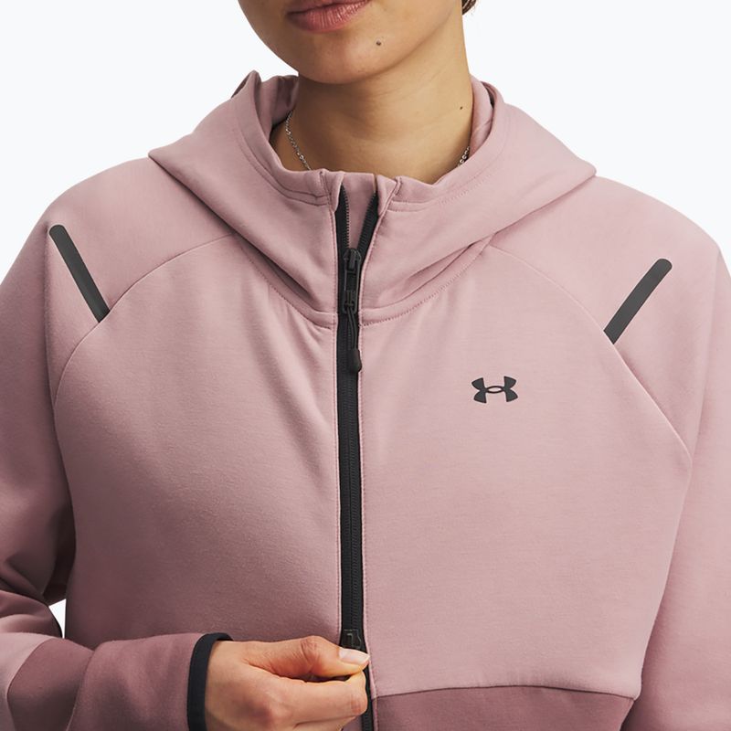 Női pulóver Under Armour Unstoppable Fleece HZ tourmaline pink/maroon mist/black 3