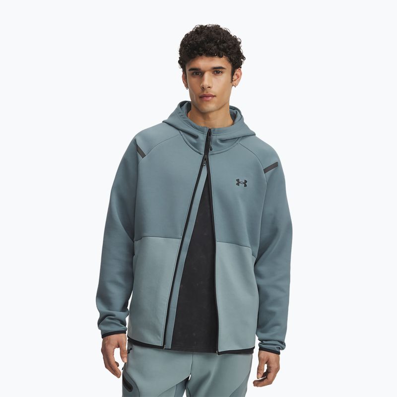 Férfi kapucnis pulóver Under Armour Unstoppable Fleece Full Zip HD jasper blue/serpentine/black