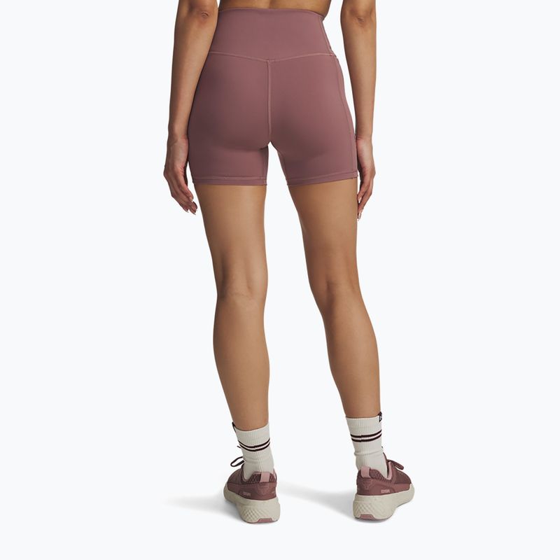 Női edző rövidnadrág Under Armour Project Rock Middie maroon mist/black 2