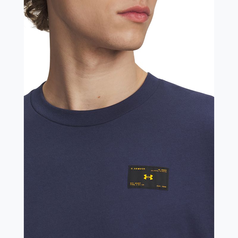 Férfi póló Under Armour Woven Label Heavyweight mosott tengerészkék/fekete 3