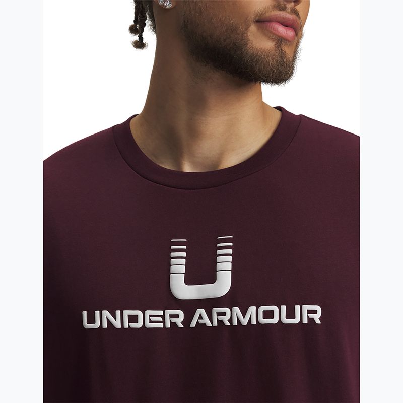 Férfi Under Armour Logo Heayweight póló sötét bordó/fehér 3