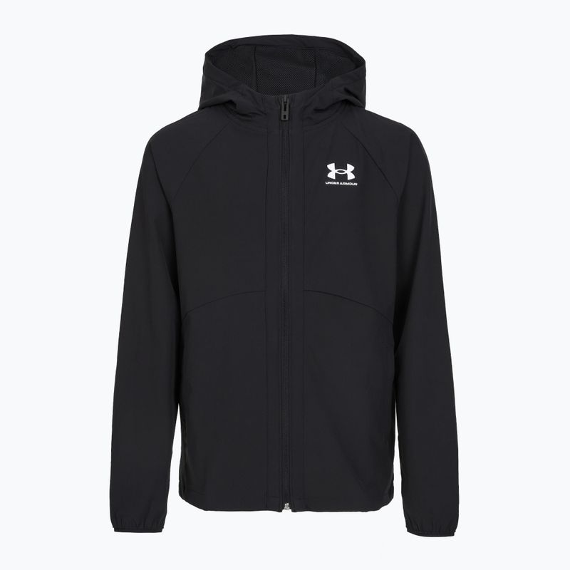 Gyermek sportdzseki Under Armour Vibe Woven Windbreaker Jacket fekete/fehér