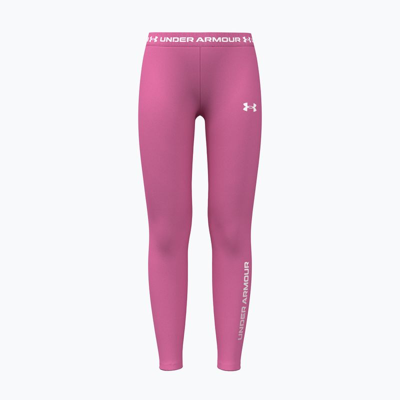 Gyerek leggingsek Under Armour HeatGear Branded Leggings pink frenzy/white