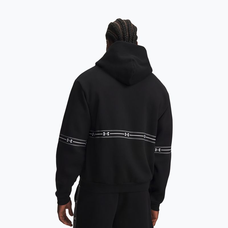 Férfi pulóver Under Armour Icon Fleece Taped Full Zip ultimate black/white 2