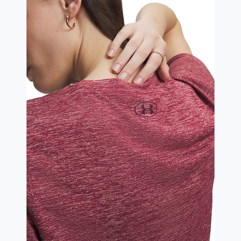 Női edző póló Under Armour Tech V-Twist claret/ox blood 3