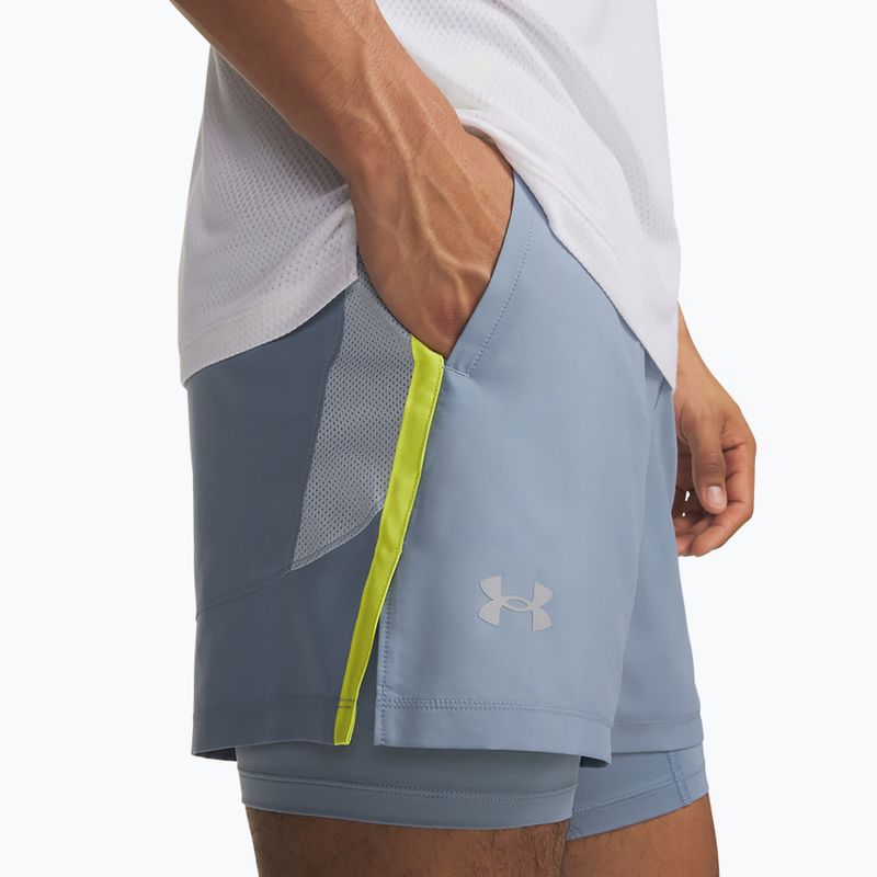 Férfi futónadrág Under Armour Launch 5" 2IN1 Shorts blue wind/blue fog/reflective 4