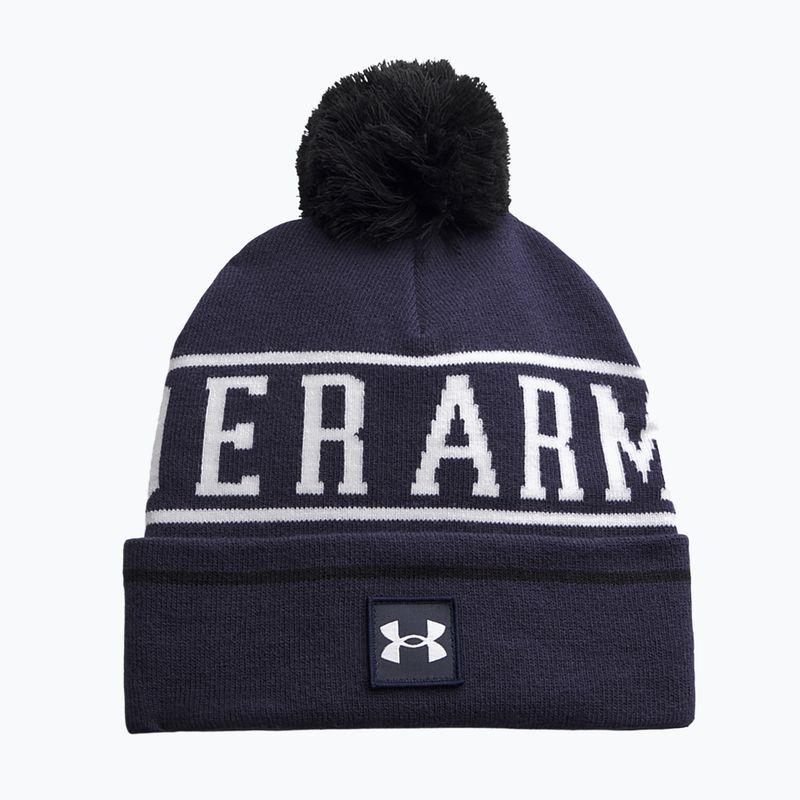 Férfi téli sapka Under Armour Halftime Pom Beanie midnight navy/white/white