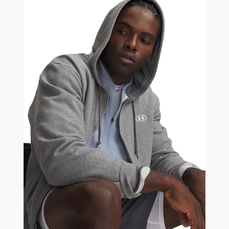 Férfi pulóver Under Armour Rival Fleece Full Zip castlerock light heather/black 4