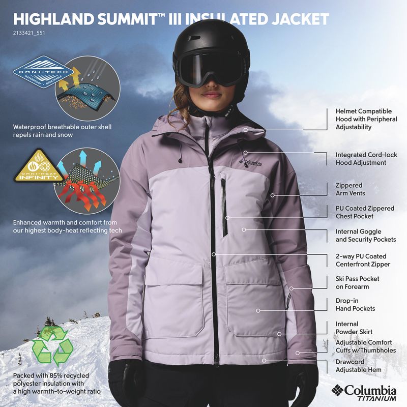 Női síkabát Columbia Highland Summit III Insulated lavender pearl/shale purple 13