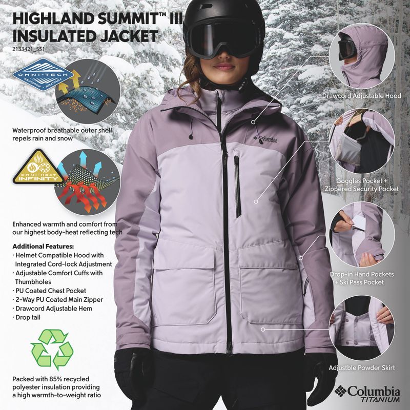 Női síkabát Columbia Highland Summit III Insulated lavender pearl/shale purple 14