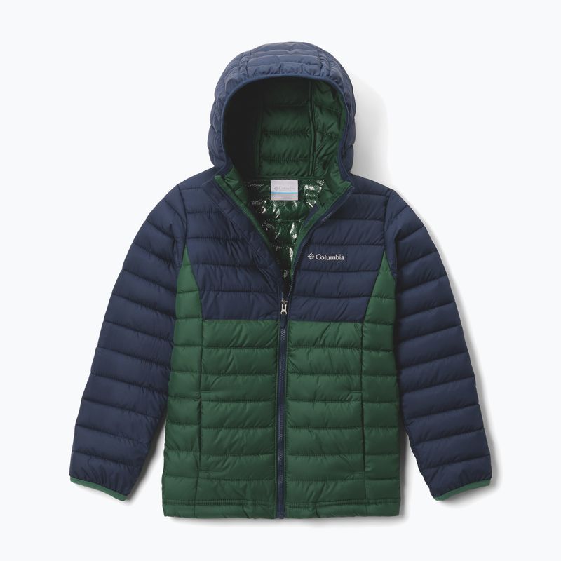 Gyerek dzseki Columbia Powder Lite II Hooded rain forest/collegiate navy 8