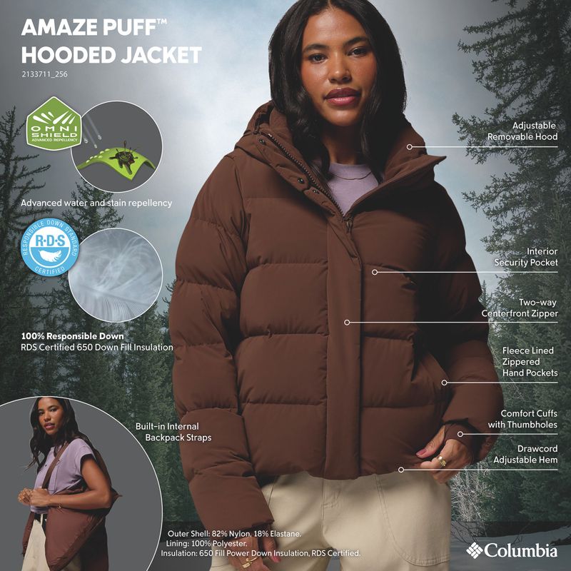 Női pufi dzseki Columbia Amaze Puff Hooded tobacco 17