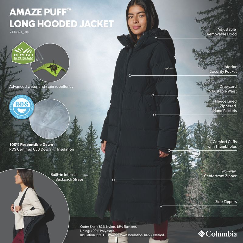 Női pufi kabát Columbia Amaze Puff Long Hooded black 19