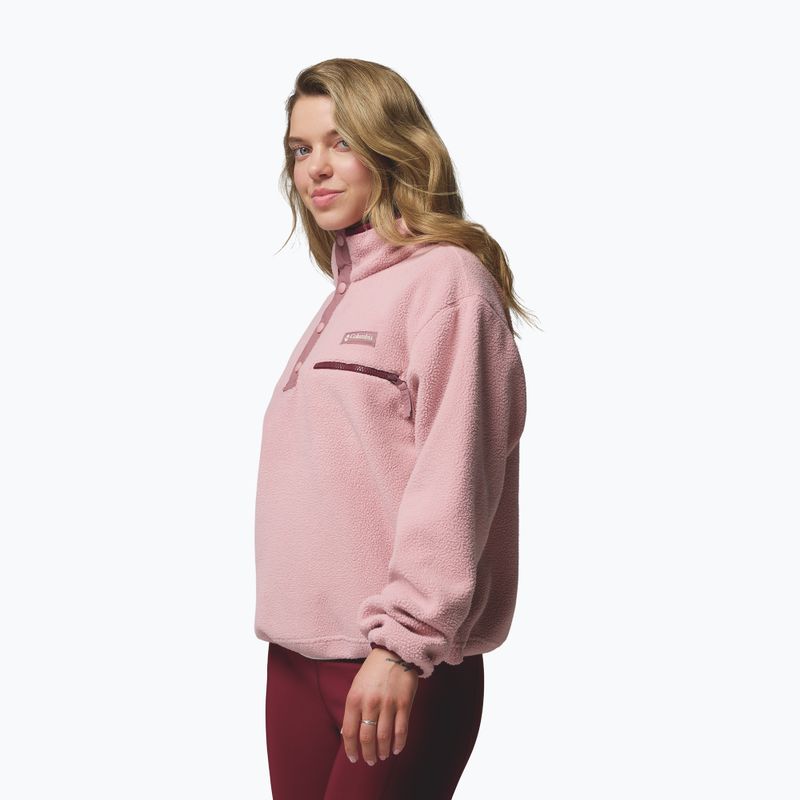 Női polár pulóver Columbia Helvetia II Cropped Half Snap Fleece eraser pink/fig/rich wine 4