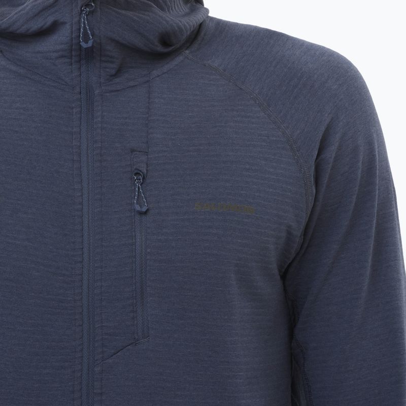 Férfi Salomon Essential Lightwarm Hoodie kék éjszakai trekking melegítő pulóver 4