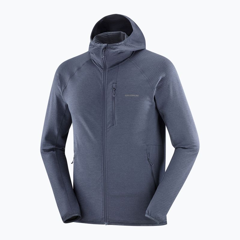 Férfi Salomon Essential Lightwarm Hoodie kék éjszakai trekking melegítő pulóver 7