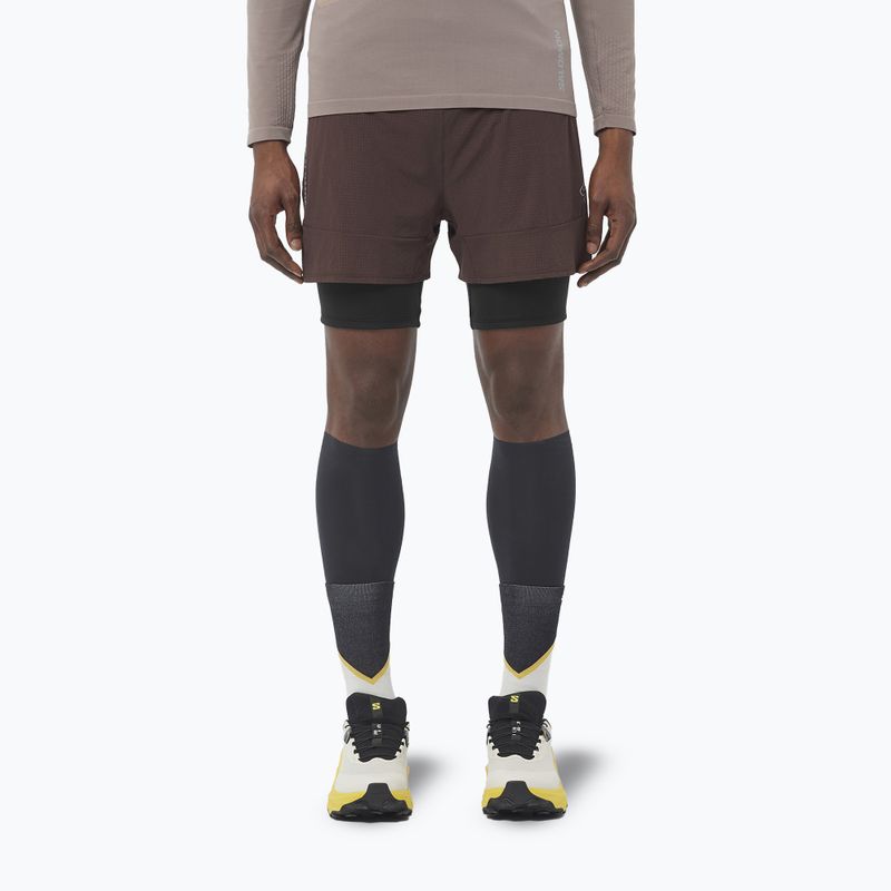 Férfi Salomon Sense 2IN1 futónadrág kávészínű babszemek