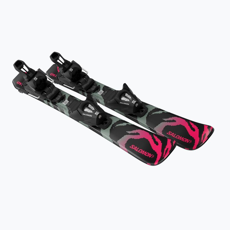 Gyermek lesikló sílécek + kötések Salomon QST Jr Black XS + C5 GW black/neon punch 4