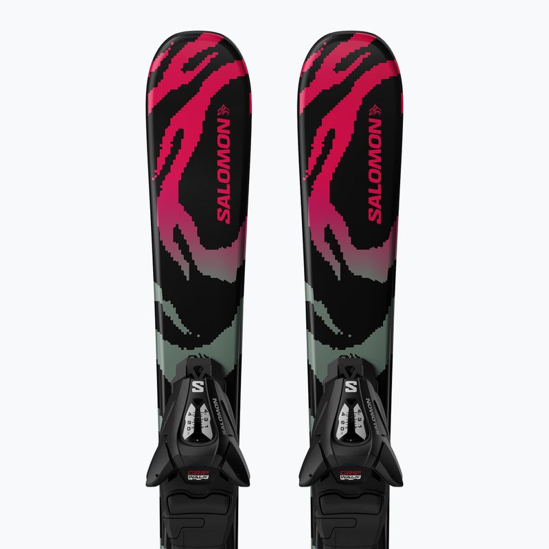 Gyermek lesikló sílécek + kötések Salomon QST Jr Black XS + C5 GW black/neon punch 5